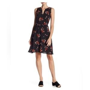 Rebecca Taylor SZ 6 Silk Marguerite Black Floral Dress $395